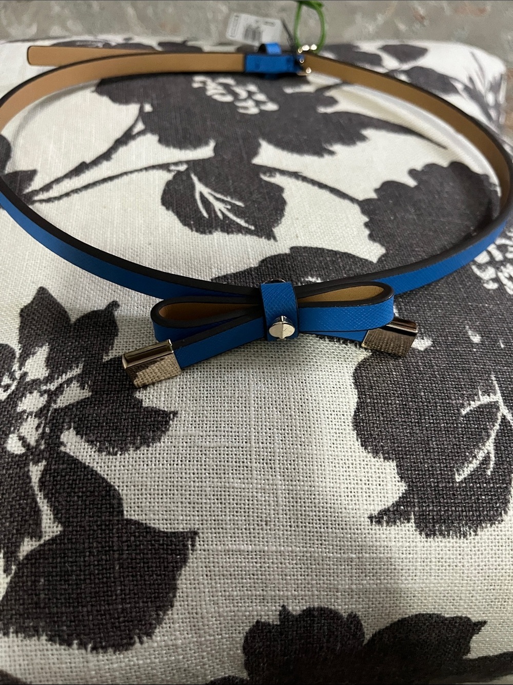 Kate Spade Blue Bow Accent Women's Slim Belt